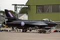 Hawker Hunter PR.11, XG194/N (ex-WT723 now G-PRII) on the display line is operated by Hunter Flying Ltd. in a spurious Black Arrows colour scheme.