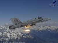 Swiss F-18 Hornet in flight