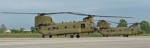 The CH-47F, serial #16-08201, begins to taxi