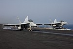 Pair of VFA-103's F/A-18F Super Hornets launching