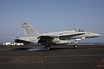 VFA-83 'Rampagers' F/A-18C Hornet to hook the wire