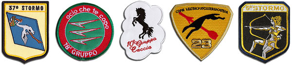 Patches of the 37 Stormo, 18 Gruppo, 10 Gruppo, 23 Gruppo, 5 Stormo.