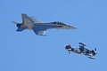 U.S. Navy Legacy Flight consisting of the F/A-18F Super Hornet and a F4F Wildcat (represented by this Royal Navy FM-2 Martlet)