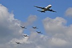 Aer Lingus A320 in formation with 5 Irish Air Corps PC-9Ms