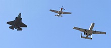 USAF F-35A Heritage Flight with A-10C and P-51D Mustang