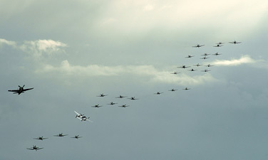 Flying Legends 'Balbo' mass formation on Saturday