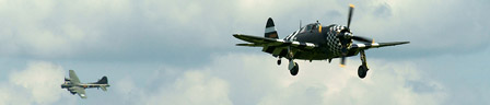 P-47G Thunderbolt inbound with B-17G Flying Fortress