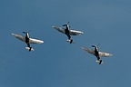Two Mark I and one Mark V Spitfires of The Horsemen Flight Team