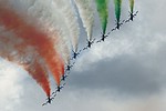 Frecce Tricolori formation with gear down