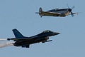 F-16AM and Spitfire