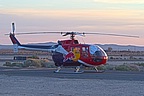 Chuck Aaron's Red Bull BO-105 in early morning light