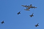 USMC KC-130J tanker fly-by with Hornets and Harriers