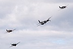Mosquito FB.26 in formation with the P-40E Kittyhawk, Spitfire TR.9 and P-51D Mustang
