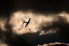 Dramatic clouds in sunset light