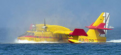 Canadair amphibian near the beach