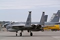 48th. Fighter Wing/493rd. Fighter Squadron F-15C Eagle , LN/84-0001,  was one of the first static display arrivals on Friday morning.