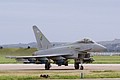 LGB laden Eurofighter Typhoon FGR.4, QO-H/ZJ921, from 3 Squadron taxiies in for the static display.