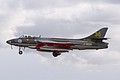 Privately owned Hawker Hunter F.58, J-4021, in Patrouille Suisse markings arrives on Friday for the flying display.