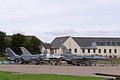 Dutch and Belgian Display F-16AM and their support aircraft on the Visiting Aircraft Ramp where they were later joined by other display aircraft.
