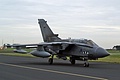 Panavia Tornado GR.4, ZA406/015, in No. 2 Squadron markings taxies in to for the static display with CBLS carrier and TIALD Pod on the fuselage pylons.