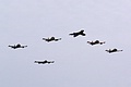 Arriving together on Friday was this impressive formation of the 4 Strikemasters of Team Viper along with the Hawker Hunter PR.11 and De Havilland Venom.