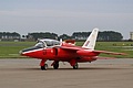 Folland Gnat T.1, XR538/01 (G-RORI), in 4 Flying Training School colours and operated by Swept Wing Ltd. arrives at Leuchars as a standby display item.