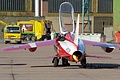 Flames lick around the jet exhaust of Folland Gnat T.1, XR538/01 (G-RORI) as it starts up to return to North Weald after being a standby display item at the show.