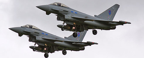 Two of the first four 6 Squadron Eurofighter Typhoon FGR.4, ZK300/EJ and PIRATE equipped ZJ946/EH, arrive on Friday morning.