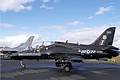 Hawk T.1A XX265/265 from 19 (R) Squadron displaying a charity promotion banner in the static line-up.