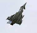 6 Squadron Typhoon FGR.4 EJ/ZK300 climbing vertically away after its solo flypast in salute to end the Sunset Ceremony closing the show