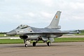 With Smokewinders on the wingtip stations F-16AM FA-95 of the Belgian Air Component returns from flying Fridays practice display