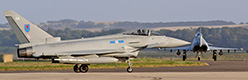 Eurofighter Typhoon FGR.4 ZK302/EA joins the southern taxiway in the stream of aircraft returning after the closing flypast
