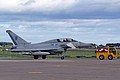 Eurofighter Typhoon T.3 ZJ809/EX from 6 Squadron under tow on Friday afternoon allowing the ramp to be rearranged for the Airshow