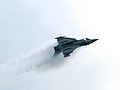 2013 RAF Typhoon Solo Display aircraft pulling hard and creating his own cloud