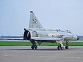 Swedish Air Force Historic Flight SAAB AJS 37 Viggen 7/52 in the markings of 7 Wing taxies out to display