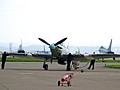 Hurricane is manoeuvred into position for engine start with the Role Demo Typhoons holding behind