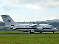 With Rank Pennant flying BAe 146 CC.2 from 32 (The Royal) Squadron arrives with the Chief of the Air Staff and other VIP Service guests