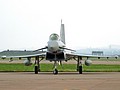 Head-on view of Austrian Air Force EF2000 7L-WE shows the lack of PIRATE sensor on these Tranche 1 air defence roled aircraft