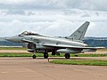 Italian Air Force Typhoon 36-02 from 36° Stormo clears the runway after arriving