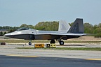 The F-22A Raptor back on the ground at Quonset State Airport