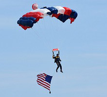 US Navy Parachute Jump with the American Flag