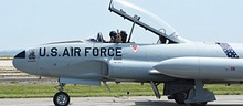 Greg Colyer and his T-33 arriving at Rhode Island