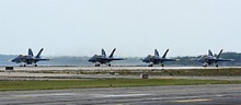 USN Blue Angels main formation starting their take-off run