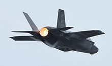 F-35A Lightning II high speed pass with afterburner