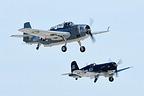 TBM Avenger and FG-1D Corsair taking off