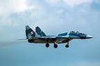 Polish Air Force MiG-29 gear down pass before landing