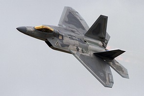 USAF F-22A Raptor Demo knife-edge pass