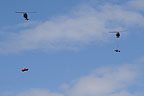 RNZAF UH-1H helicopters dropping cars