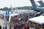 Crowd between the static area dominated by Gulfstream jets and the heavies