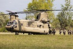 CH-47F #16-08201 at the Maniago range while boarding parachutists from the 173rd Airborne Brigade